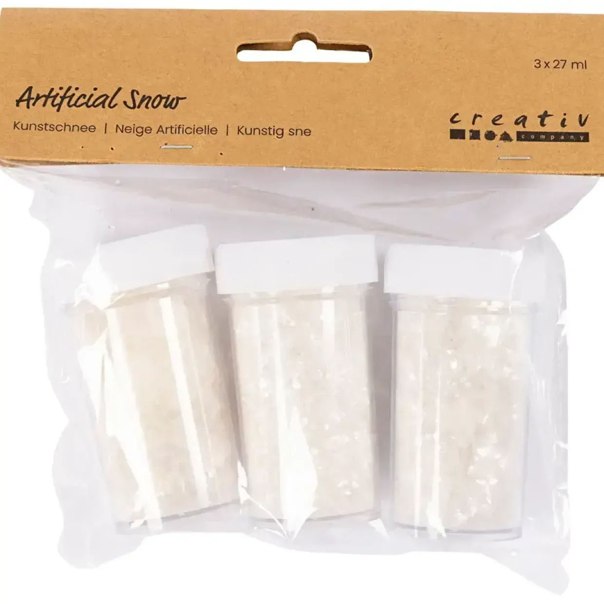 Kunstig sne, hvid glitter, 3x27ml - 1 pakke