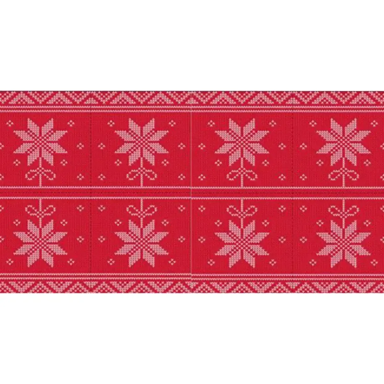 Kuvertløber, Christmas star, 2400x40cm, rød, airlaid, perforeret for hver 1,2 m - 1 stk