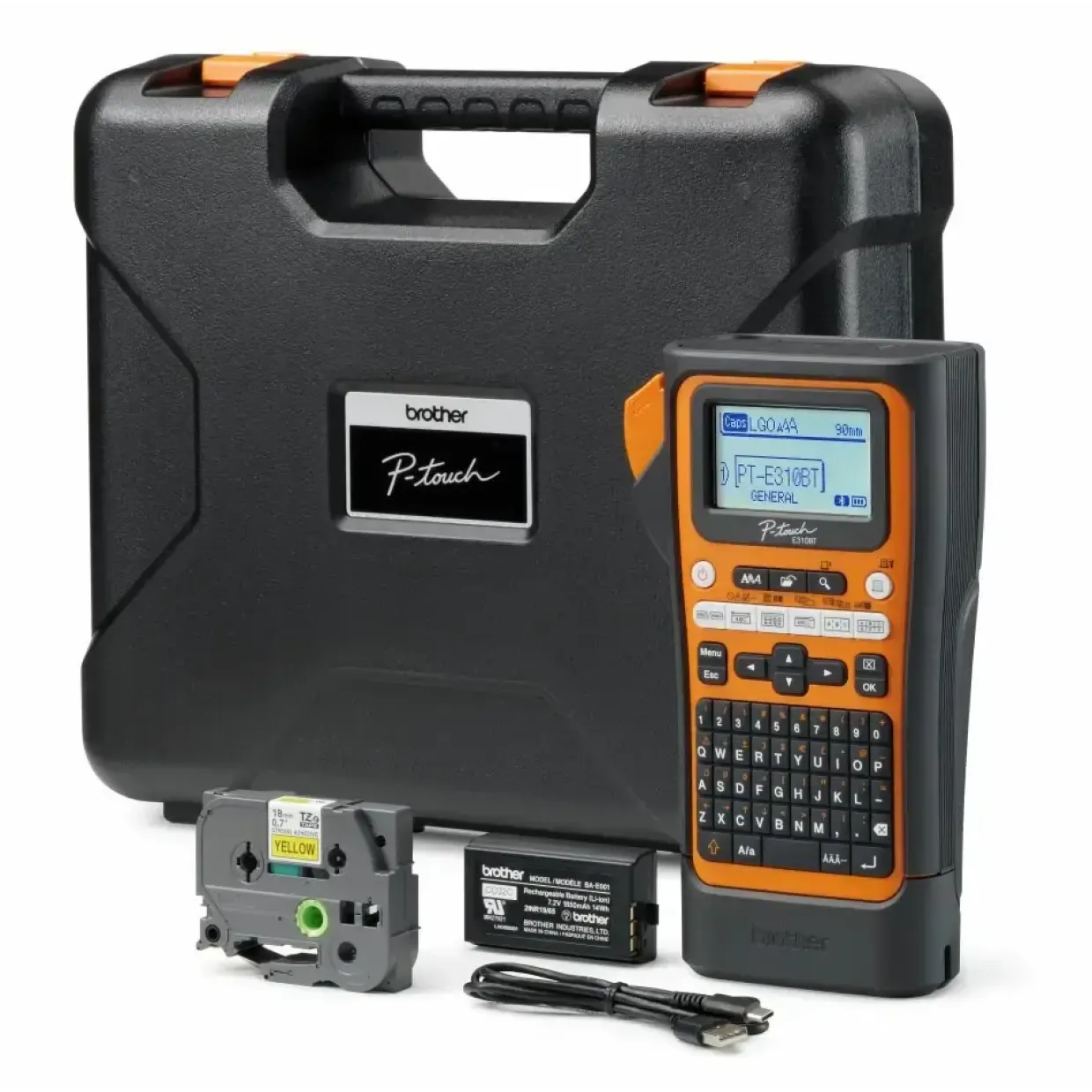 Labelprinter - Brother PT-E310BTVP - Sort/Orange