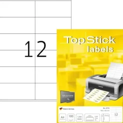 Labels TopStick 105x48mm A4 - Hvid - 1200 stk