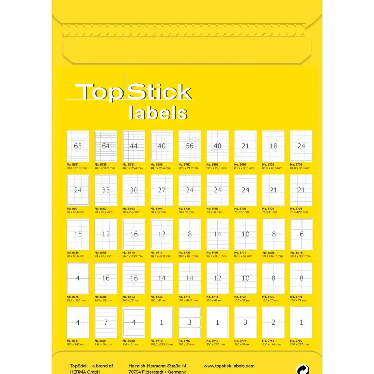 Labels TopStick 105x48mm A4 - Hvid - 1200 stk
