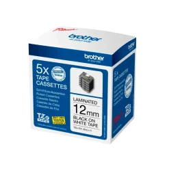 Labeltape - Brother TZe-231M5 - 12 mm x 8 m - Sort på hvid - 5 stk
