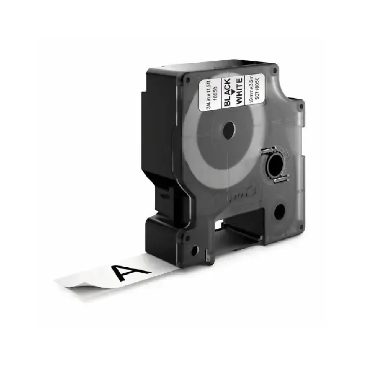 Labeltape DYMO D1 19mm sort på hvid nylon flex - 5 stk