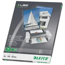 Lamineringslomme A4 - Leitz 80 mic forhullet - 100 stk