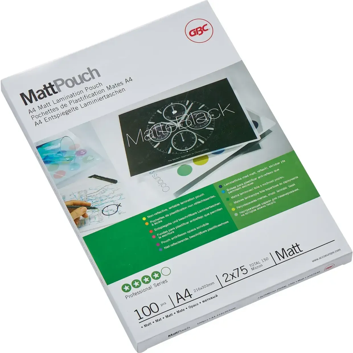 Lamineringslomme GBC A4 75mic mat (100)