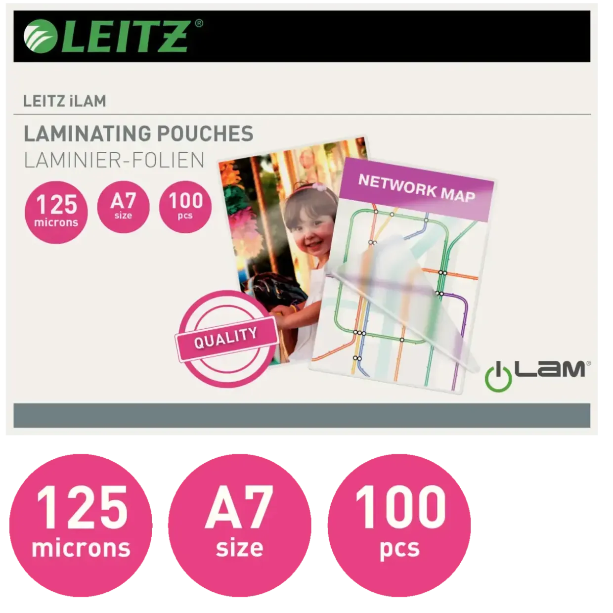 Lamineringslommer A7 Leitz 125 mic | 100 stk