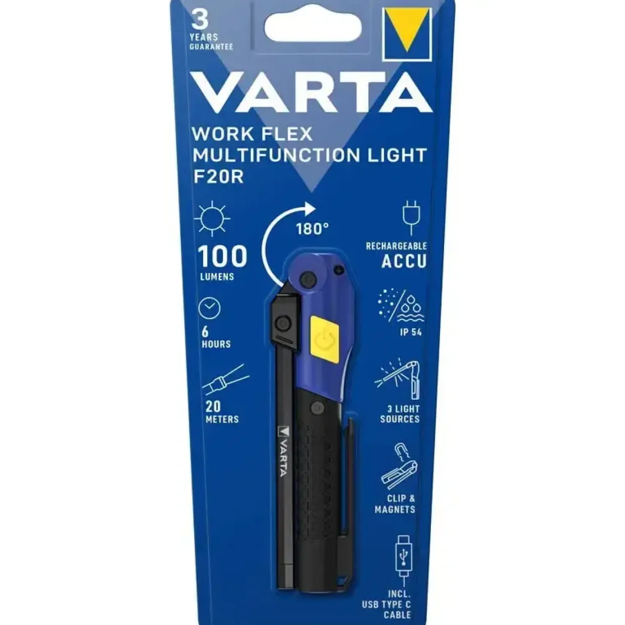 Lampe multifunktionel Varta Work Flex - sort