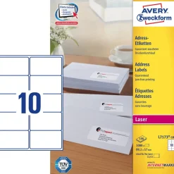 Laseretiketter - Avery L7173 - 99,1 x 57 mm - 10 pr. ark - 100 ark