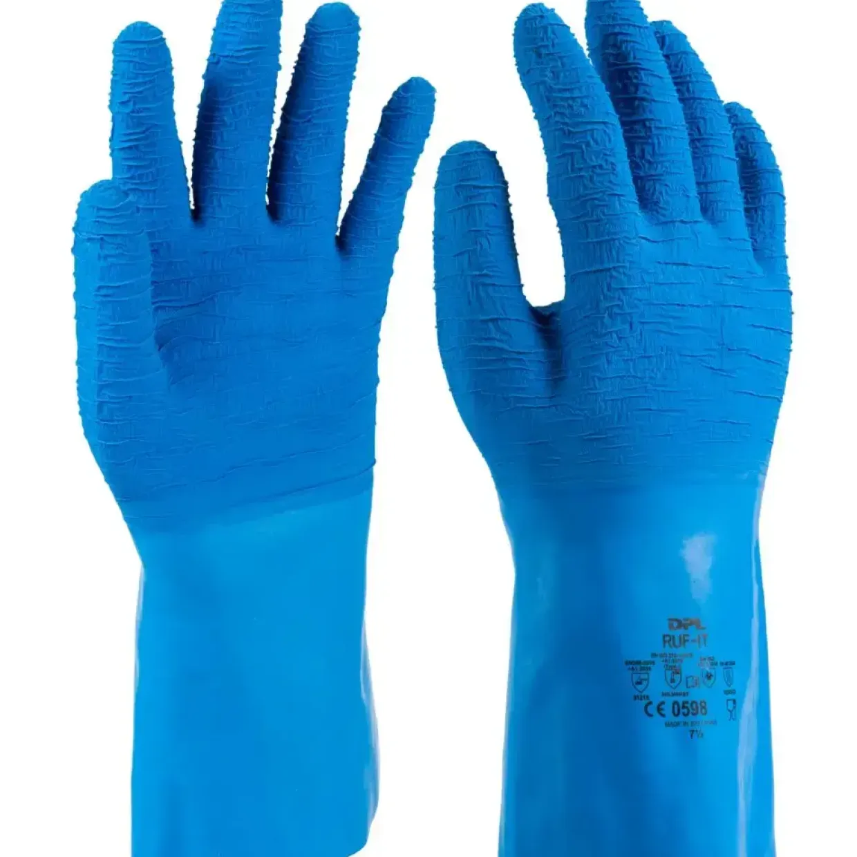 Latex handske, DPL Ruf-it, 7,5/S, blå, latex, varmeresistent