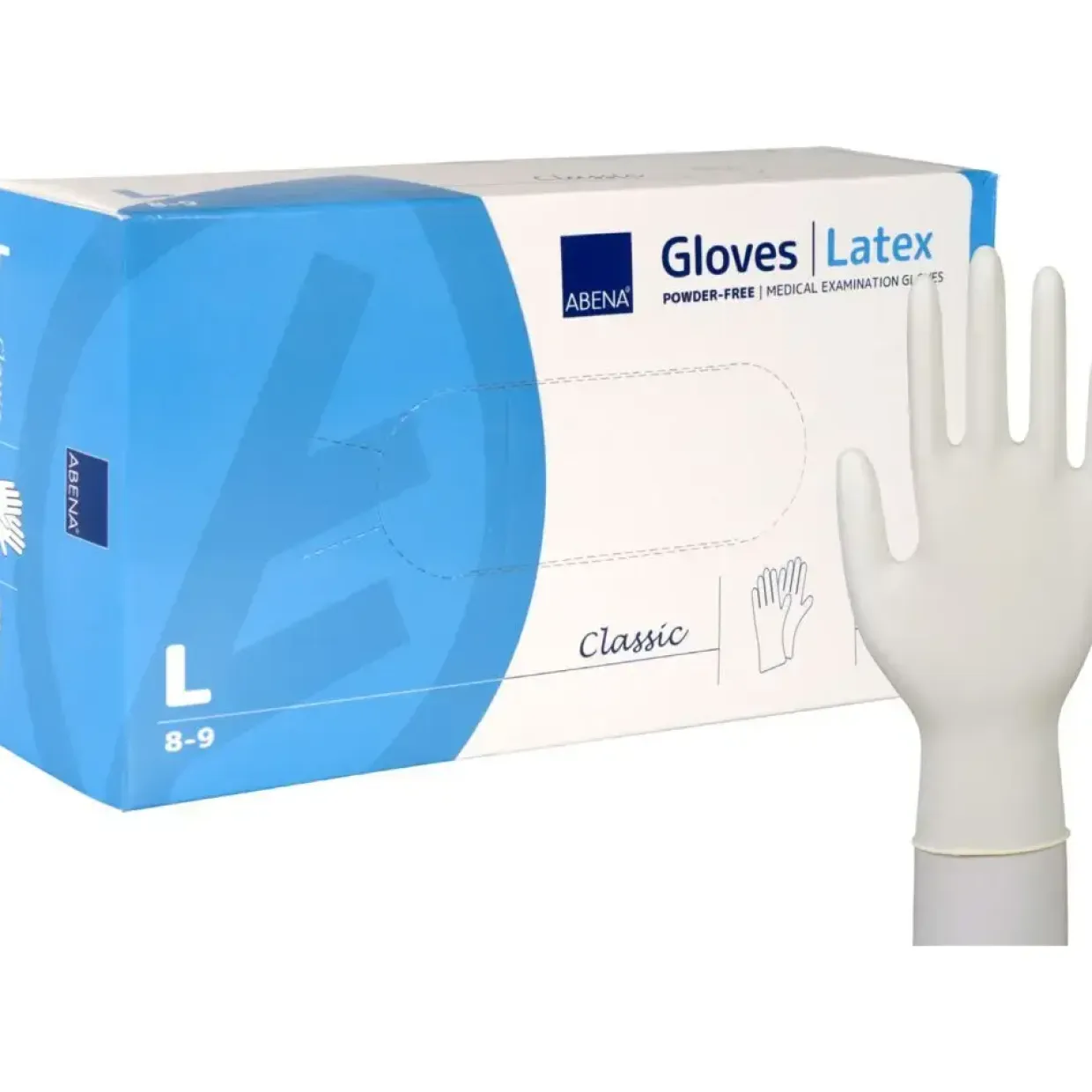 Latexhandsker, ABENA Classic, L, nature, latex, pudderfri - 150 stk