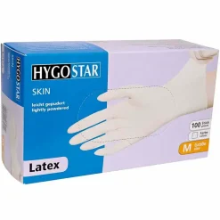 Latexhandske Skin M hvid pudret 100stk/pak - 10 stk