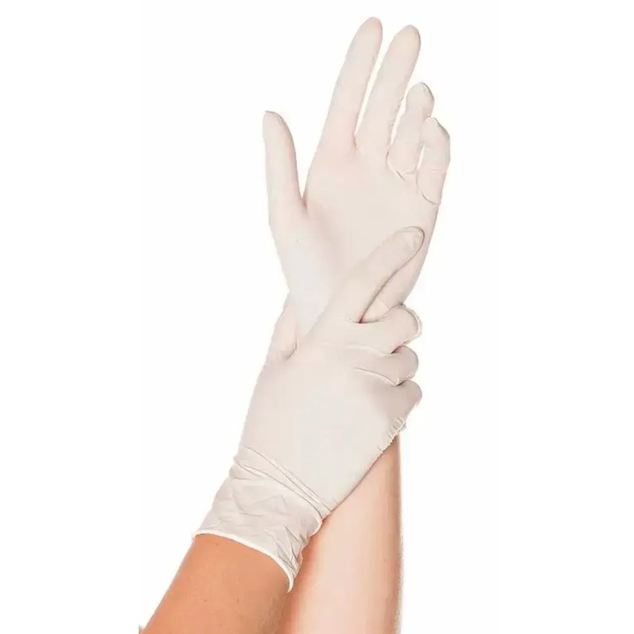 Latexhandske Skin S hvid pudret 100stk/pak - 10 stk