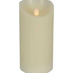 LED bloklys - 15cm Ø7,5cm hvid med pulserende flamme - 12 stk