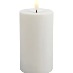 LED bloklys 12cm Ø7cm hvid plast til udendørs brug - 12 stk