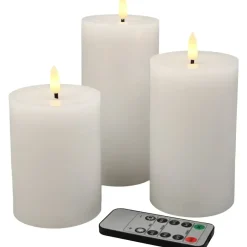 LED bloklys - Hvid Ø7,5cm Sæt af 3 - 2 pk