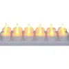 LED fyrfadslys, 4,9cm, Ø3,9cm, hvid, plast, med pulserende flamme, genopladeligt sæt med 12 lys, inklusiv oplader