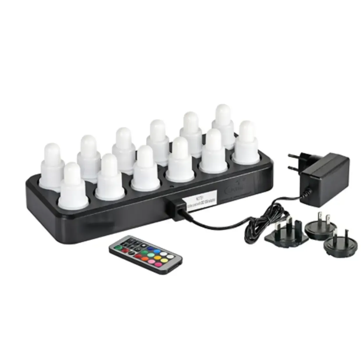 LED Lys Multi Farve Varm Hvid Kold Hvid B40xH70mm med Fjernbetjening - 12 stk/krt