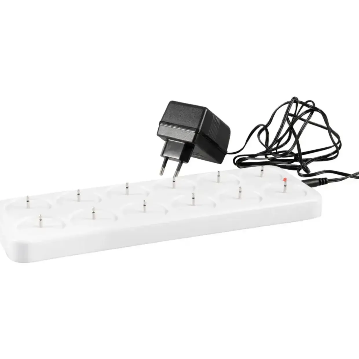 LED oplader, hvid, plast, til 12 LED fyrfadslys