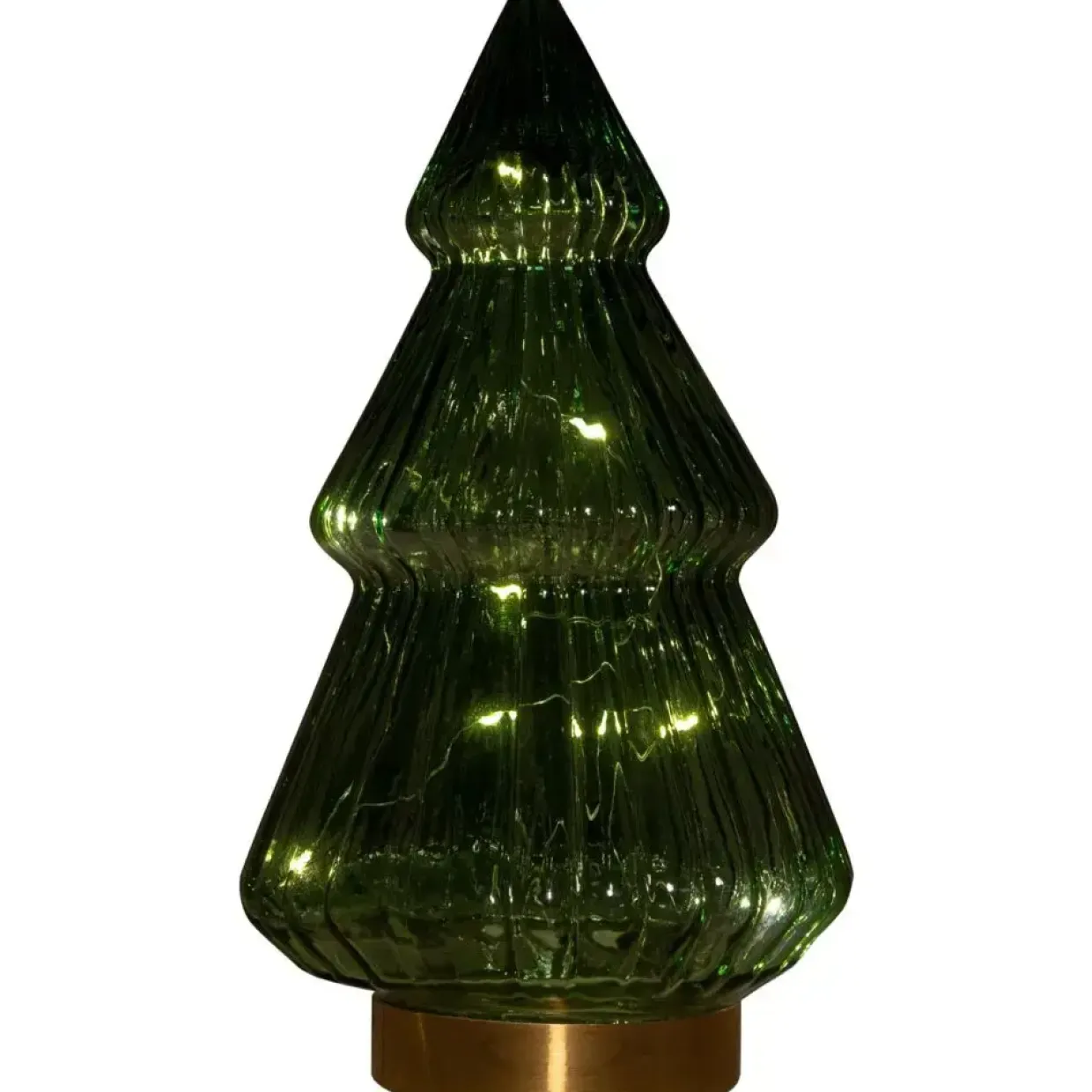 LED træ, 15x28,5cm, grøn, glas, med 10 LED lys - 8 stk