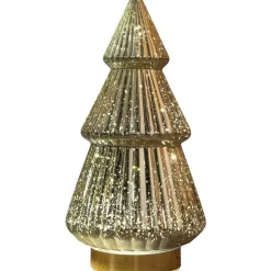 LED træ, 15x28,5cm, guld, glas, med 10 LED lys - 8 stk
