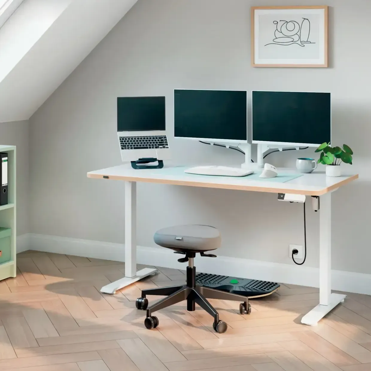 Leitz Bordplade t/sidde/ståbord 140x80cm Ergo hvid