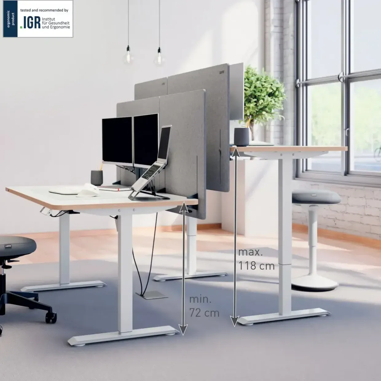 Leitz Bordplade t/sidde/ståbord 140x80cm Ergo hvid