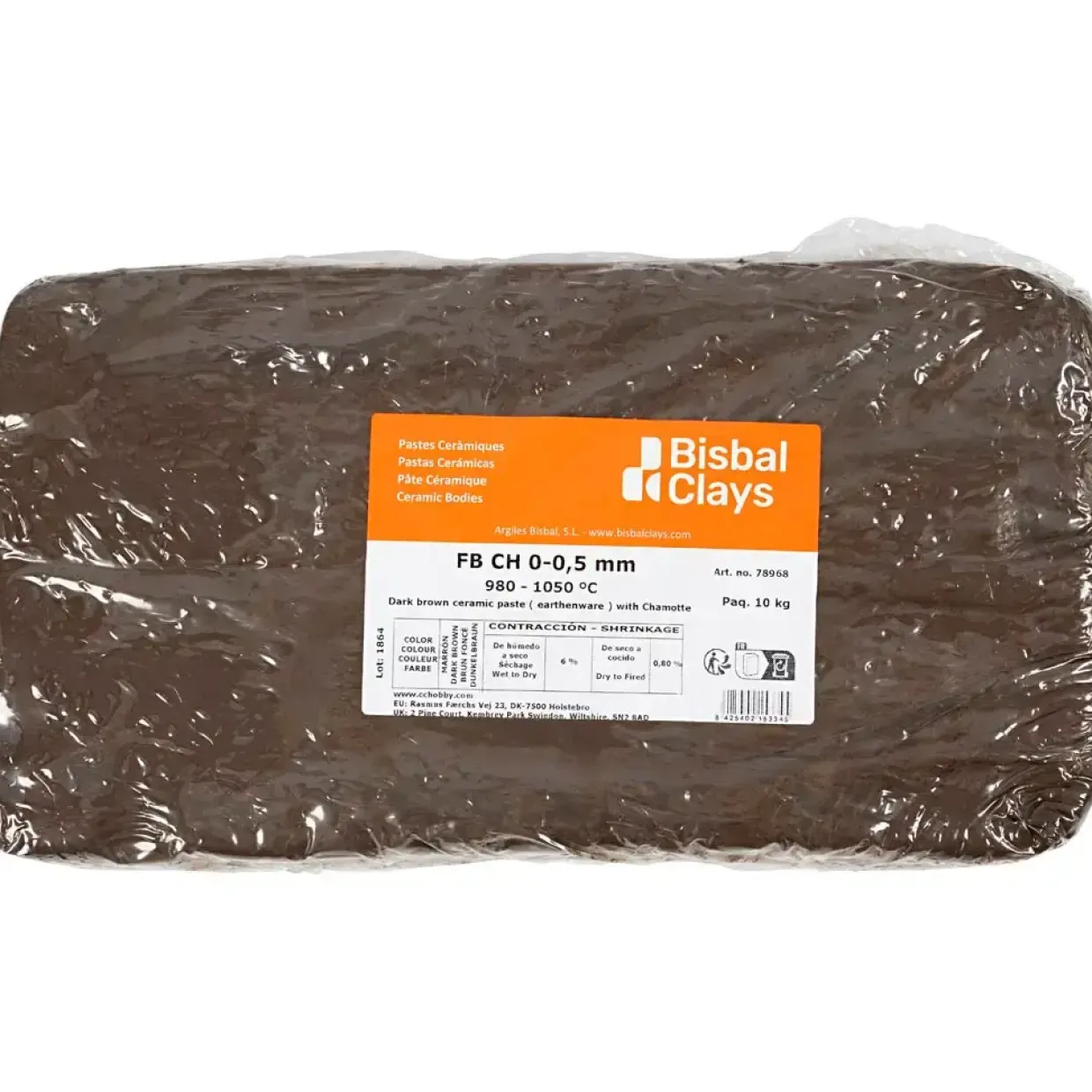 Ler med chamotte, mørk brun, 10kg/ 1 pk.