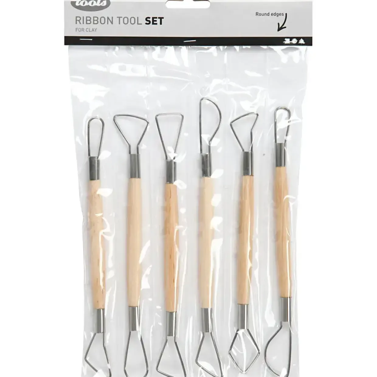 Lerslynge længde 18 cm runde kanter assorteret - 6 stk.