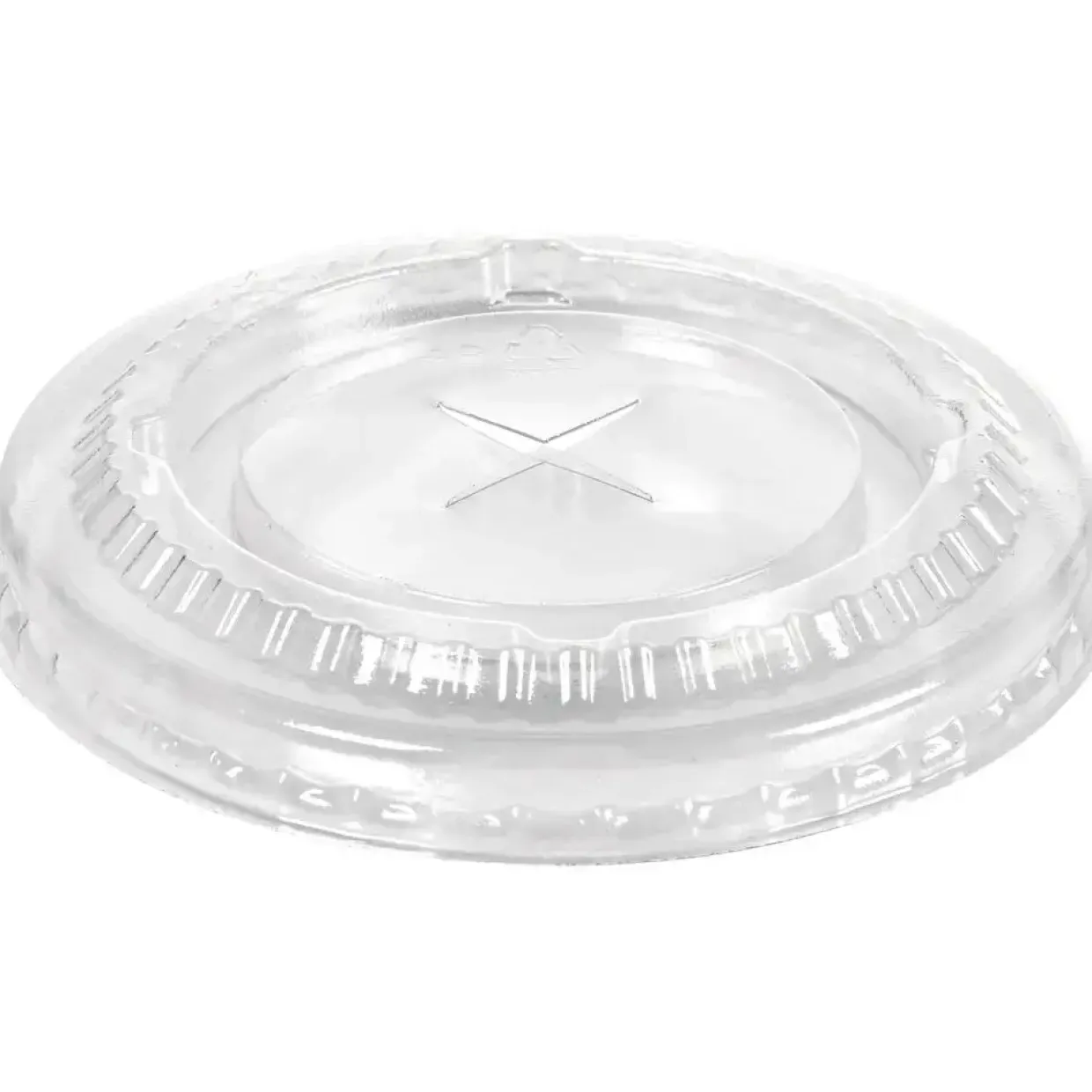 Låg til pap- og drikkebæger Duni Ecoecho Ø9,3cm transparent RPET flat med kryds - 900 stk