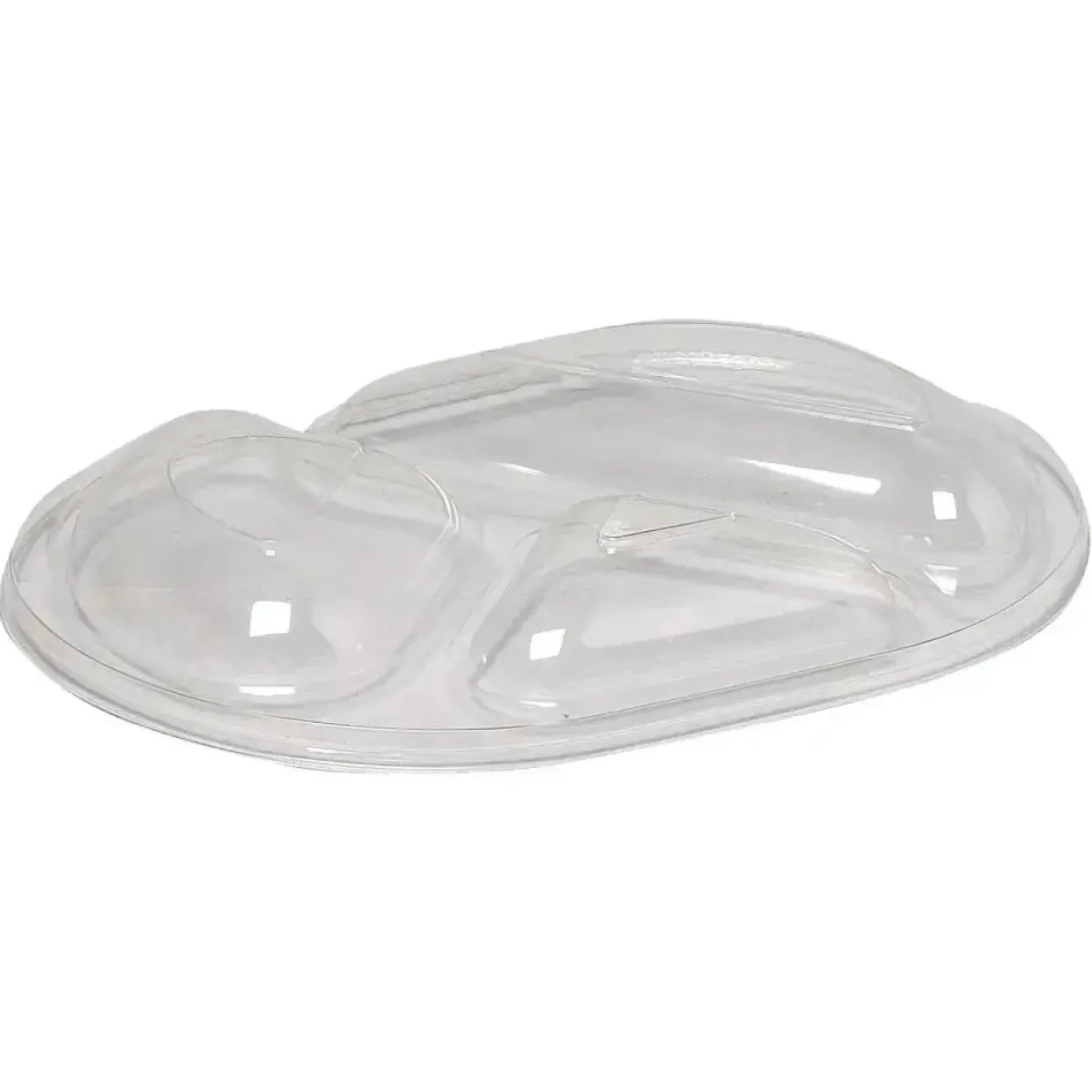 Låg til plastbakke A-PET klar, oval, til 3-rums, - 240 stk