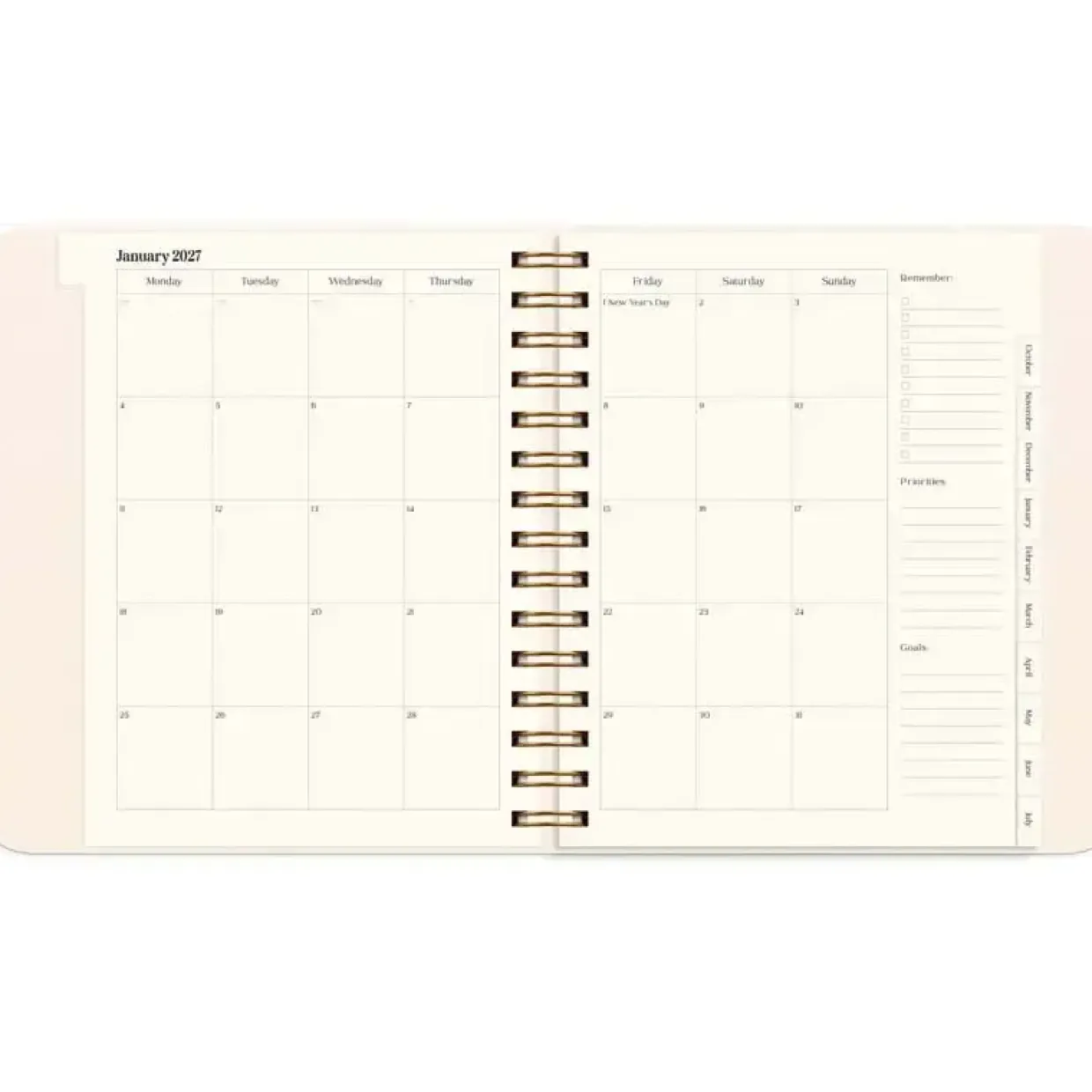 Livsstilskalender - Life Planner Delicate Flowers - 190x216mm - Spiral - 2027 - Mayland - 93121727