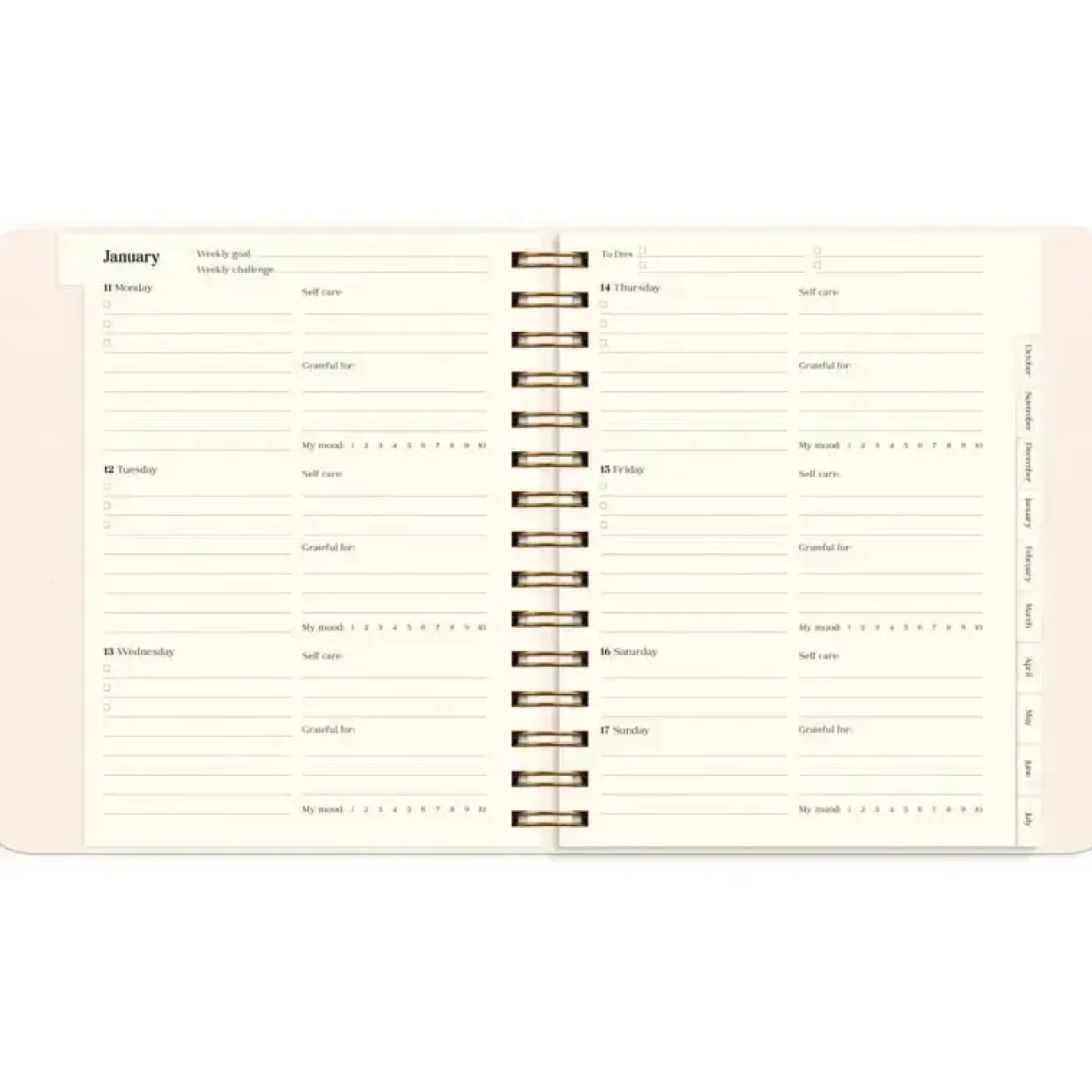Livsstilskalender - Life Planner Delicate Flowers - 190x216mm - Spiral - 2027 - Mayland - 93121727