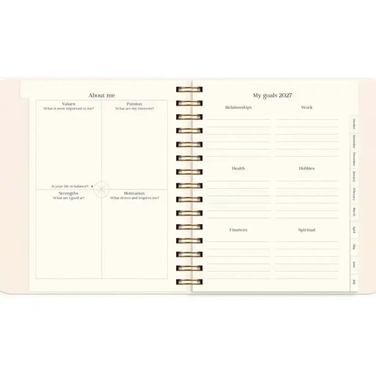 Livsstilskalender - Life Planner Delicate Flowers - 190x216mm - Spiral - 2027 - Mayland - 93121727