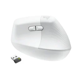 Logitech mus Lift Vertical Ergonomic Mouse for Business, White/G