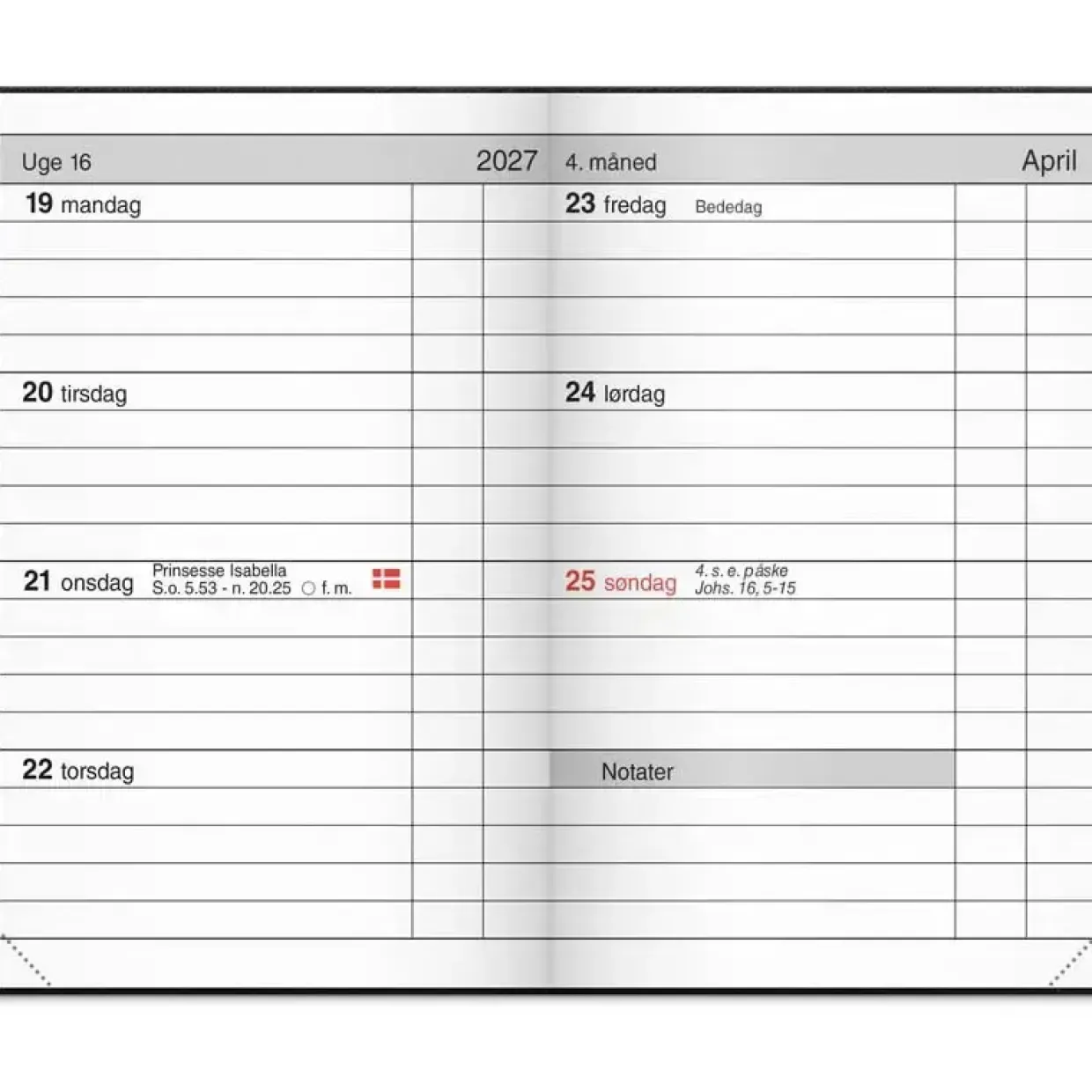 Lommekalender uge - 76x112mm - Tværformat - Kunstskind - Sort - 2027 - Mayland - 27162010