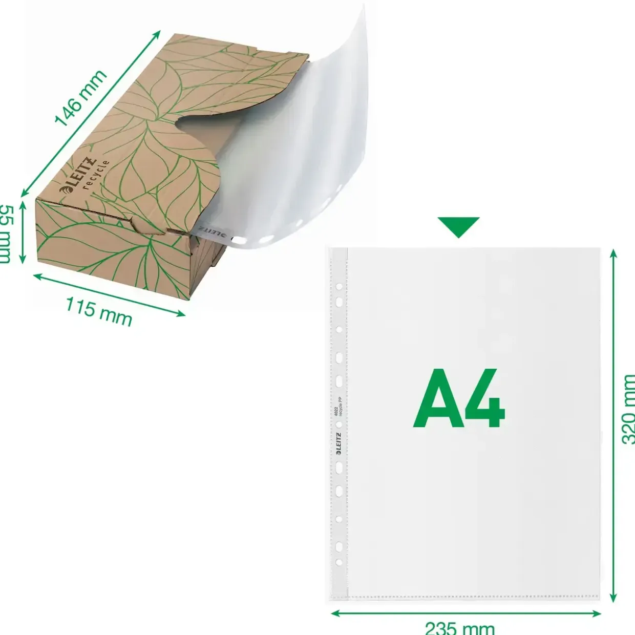 Lomme Recycle 70my A4 præg 40stk/æsk