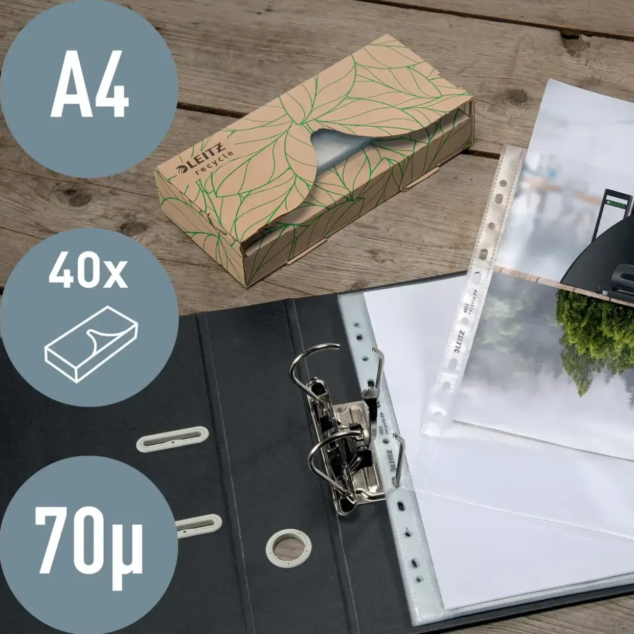 Lomme Recycle 70my A4 præg 40stk/æsk