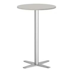 Loungebord Amy Ø650 H1050 mm, Lys grå laminat Alugråt understel