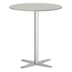 Loungebord Amy Ø900 H1050 mm, Lys grå laminat Alugråt understel