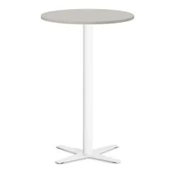 Loungebord Amy Ø650 H1050 mm, Lys grå laminat Hvidt understel
