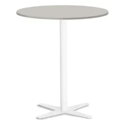 Loungebord Amy Ø900 H1050 mm, Lys grå laminat Hvidt understel