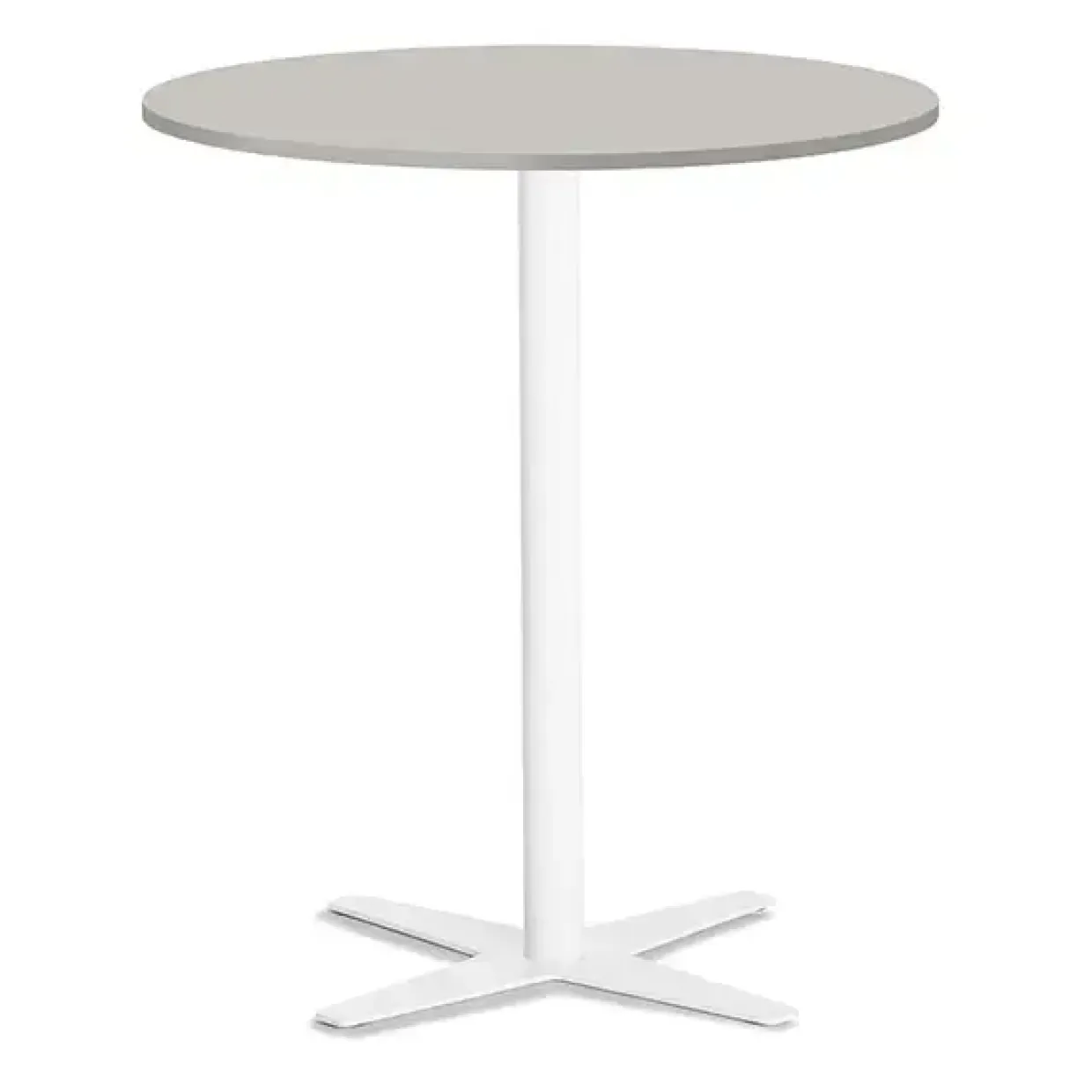 Loungebord Amy Ø900 H1050 mm, Lys grå laminat Hvidt understel