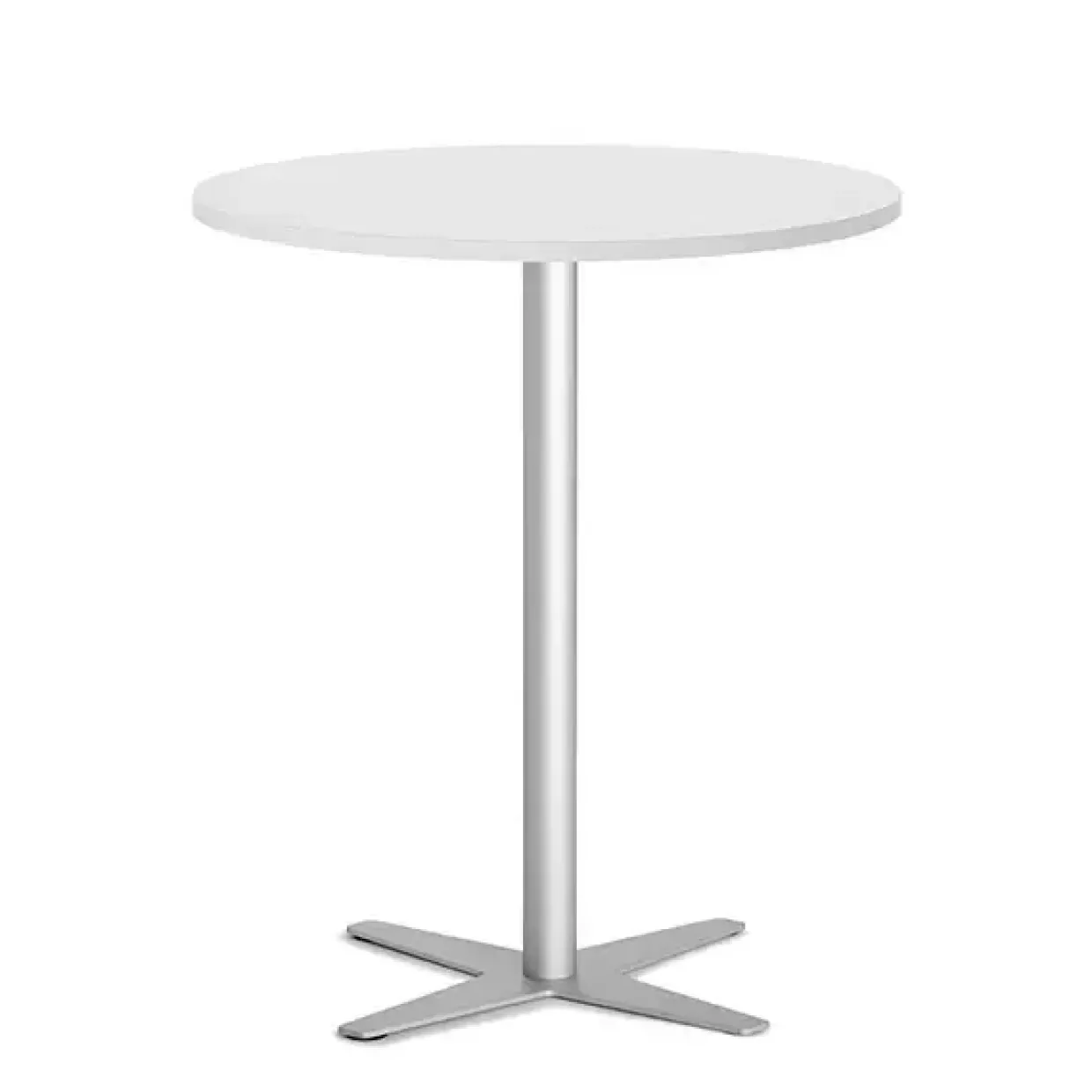 Loungebord Amy Ø900 mm H1050 mm, Hvid laminat Alugråt understel