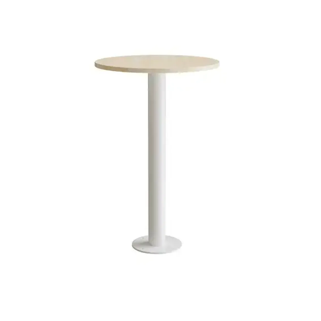 Loungebord Cirkum, Ø700mm, højde 1100 mm, massiv birk med hvidt stel