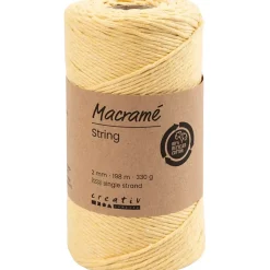 Macramé garn - 2 mm - Lys gul - 198 m - 330 g