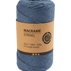 Macramé snor L: 198 m diam. 2 mm blå 330 g