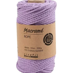 Macramé snor L: 55 m diam. 4 mm lilla 330 g