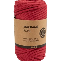 Macramé snor L: 55 m diam. 4 mm rød 330 g