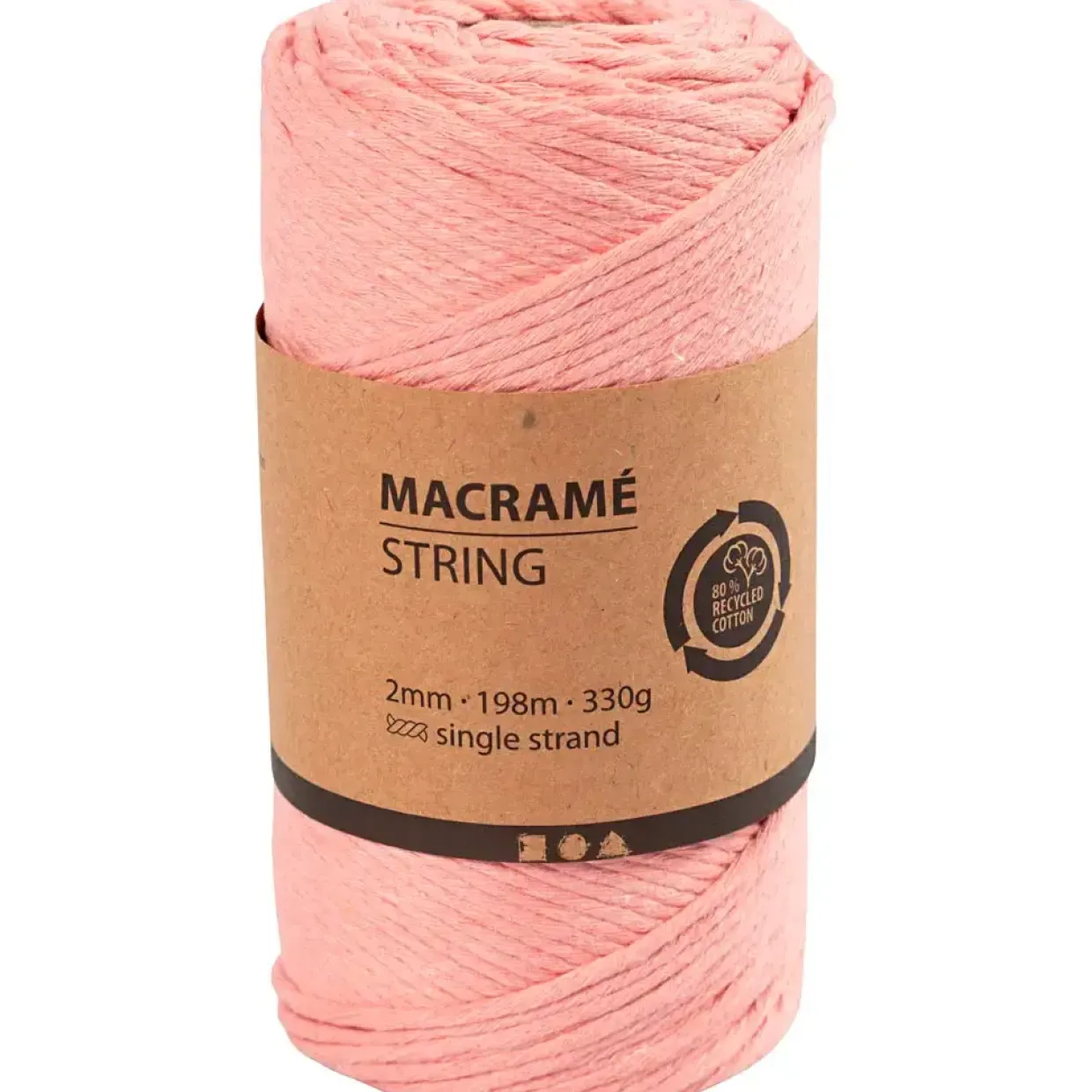 Macramé snor L: 198 m diam. 2 mm rosa 330 g