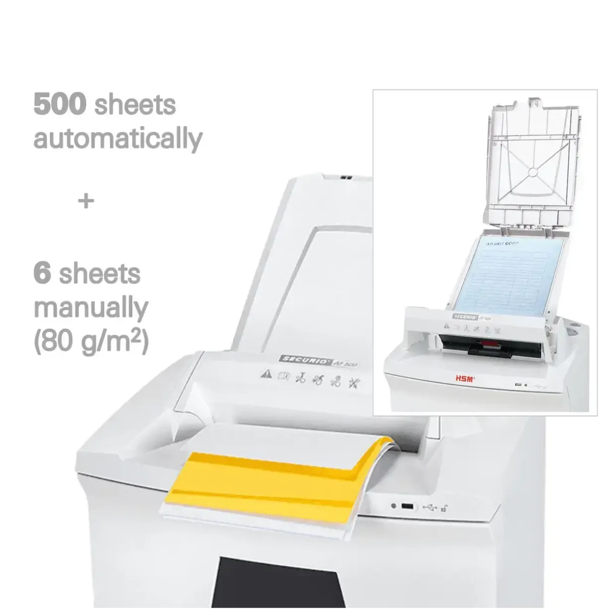 Makulator - HSM Securio AF500 konfetti 0,78x11 hvid P-6
